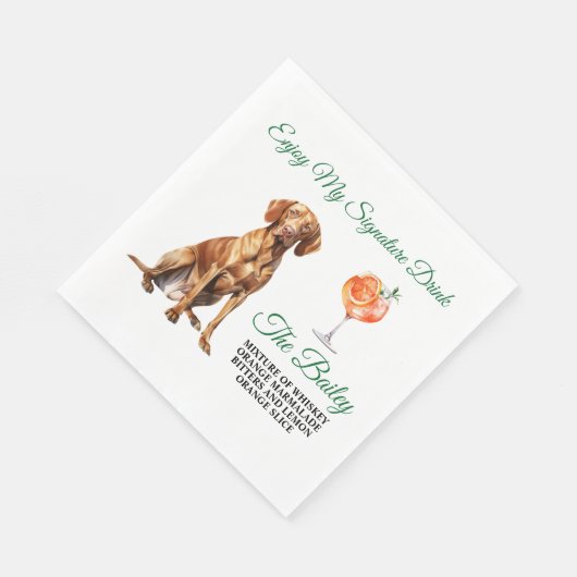 Serviette En Papier Vizsla Signature Mariage Boire (Coin)