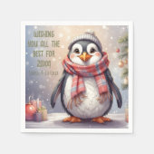 Serviette En Papier voeu personnalisé de pingouin mignon (Devant)