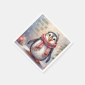 Serviette En Papier voeu personnalisé de pingouin mignon (Coin)