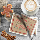 Serviette En Papier Voeux Chauds Kraft & Tartan Rouge/Vert ID589