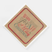 Serviette En Papier Voeux Chauds Kraft & Tartan Rouge/Vert ID589 (Coin)