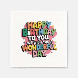 Serviette En Papier Vœux d'anniversaire colorés