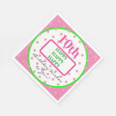 Serviette En Papier Voeux d'anniversaire Pois rose vert (Coin)