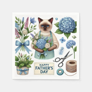 Serviette En Papier Voeux de Fête des pères Amoureux des chats pour le