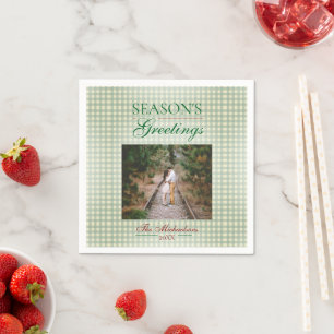 Serviette En Papier Vœux de fin d'année Gingham Noël