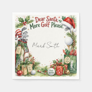 Serviette En Papier Vœux de Noël de golf Typographie Conception aquare