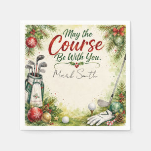 Serviette En Papier Vœux de Noël de golf Typographie Conception aquare