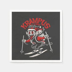 Serviette En Papier Vœux de Noël de Krampus, diable de Noël