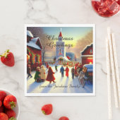 Serviette En Papier voeux de Noël Les gens vont à l'église (En situation)
