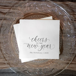 Serviette En Papier Vœux du Nouvel An 2026 Élégant Script Fête