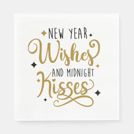 Serviette En Papier Voeux du Nouvel An et Baisers de minuit (Devant)