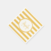 Serviette En Papier Vogue Bright Yellow Rugby Stripes et nom de la fêt (Coin)