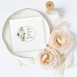 Serviette En Papier Voici la Fête des mariées florale de la mariée