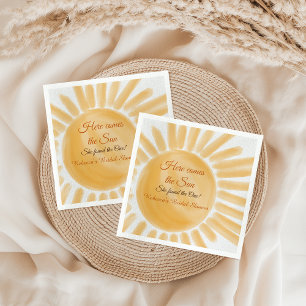 Serviette En Papier Voici la Fête des mariées Jaune Rayon Solaire