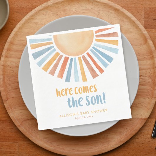 Serviette En Papier Voici le baby shower du garçon soleil