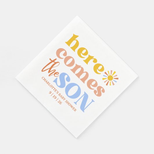 Serviette En Papier Voici Le Baby shower Fils Boy (Coin)