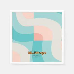 Serviette En Papier Voici Le Baby shower Moderne Rainbow Wave