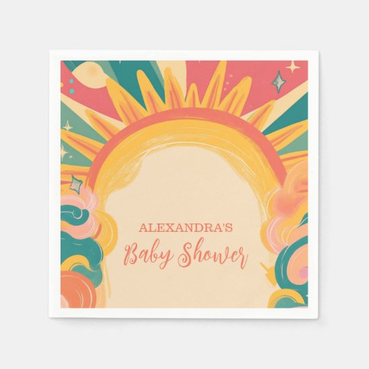 Serviette En Papier Voici le Baby shower Son Jaune soleil (Devant)