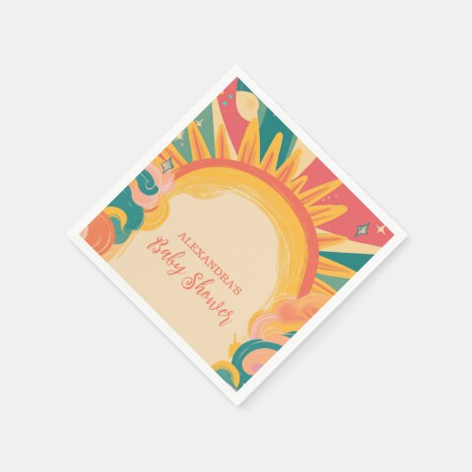 Serviette En Papier Voici le Baby shower Son Jaune soleil (Coin)