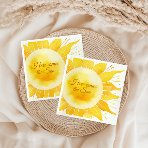 Serviette En Papier Voici le Baby shower Son Jaune soleil