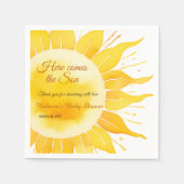 Serviette En Papier Voici le Baby shower Son Jaune soleil (Devant)