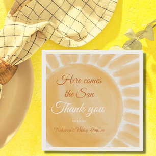 Serviette En Papier Voici le Baby shower Son Rayon Jaune Sunshine