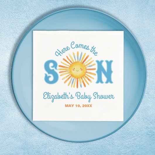 Serviette En Papier Voici le Baby shower Son Sunshine