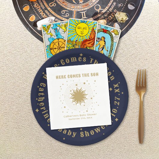 Serviette En Papier Voici Le Fils | Baby shower céleste