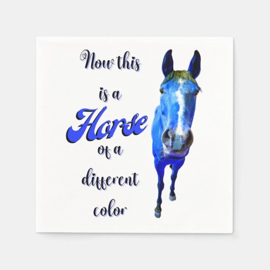 Serviette En Papier Voici un cheval d'une couleur différente en bleu (Devant)