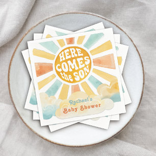 Serviette En Papier Voici venir le Fils Retro Sunshine Baby Shower