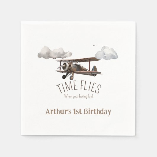 Serviette En Papier Voie d'anniversaire pour enfants de l'avion (Devant)