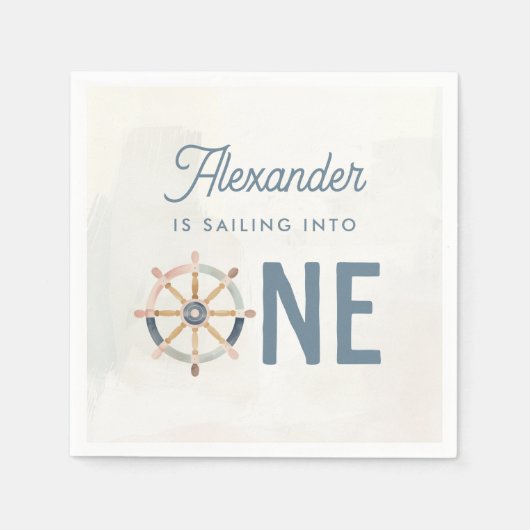 Serviette En Papier Voile dans un premier anniversaire nautique (Devant)