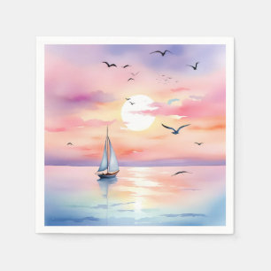 Serviette En Papier Voile sur la mer Calme