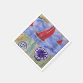 Serviette En Papier Voiles et fleurs rouges (Coin)