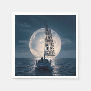 Serviette En Papier Voilier avec citation inspirante au clair de lune