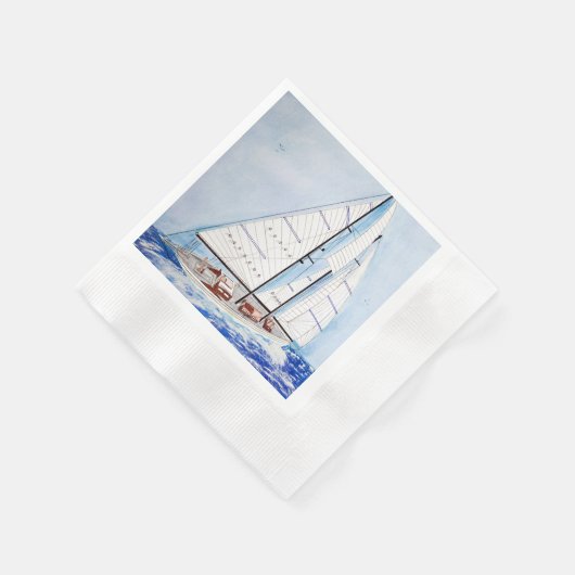 Serviette En Papier voilier haute mer aquarelle (Coin)