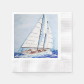 Serviette En Papier voilier haute mer aquarelle (Devant)