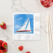 Serviette En Papier voilier haute mer aquarelle (En situation)