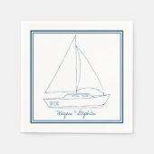 Serviette En Papier Voilier mariage (Devant)