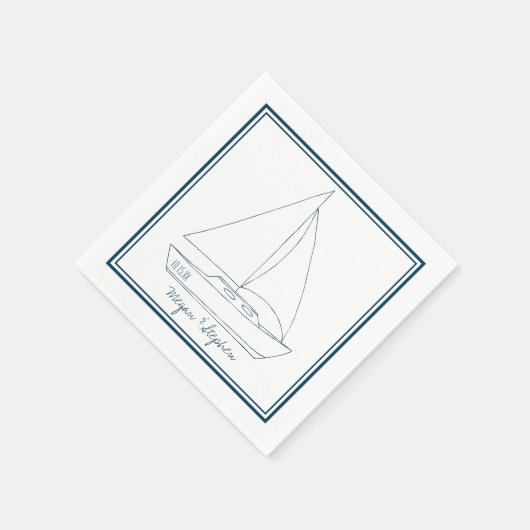 Serviette En Papier Voilier mariage (Coin)