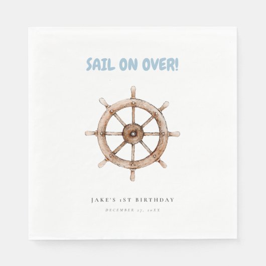 Serviette En Papier Voilier sur Nautical Anniversaire (Devant)