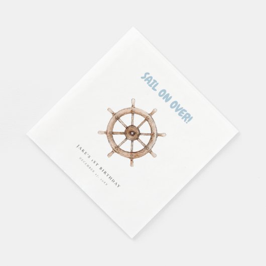 Serviette En Papier Voilier sur Nautical Anniversaire (Coin)