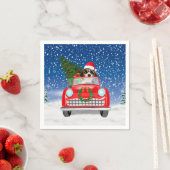 Serviette En Papier Voiture De Conduite De Chien beagle En Noël De Nei (En situation)