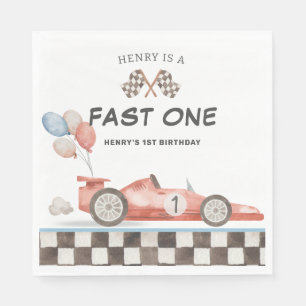Serviette En Papier Voiture de course d'anniversaire Fast One 1er tour
