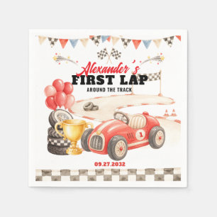 Serviette En Papier Voiture de course rétro Premier tour autour de la