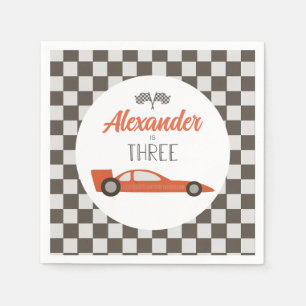 Serviette En Papier Voiture de course rouge 3e anniversaire