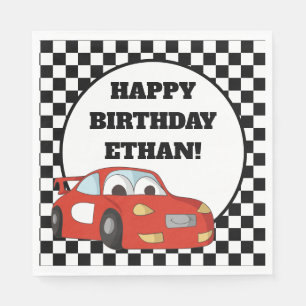 Serviette En Papier Voiture de course rouge d'enfant Anniversaire noir