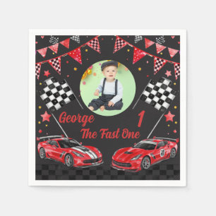 Serviette En Papier Voiture de course rouge et noire Fast One Photo 1e