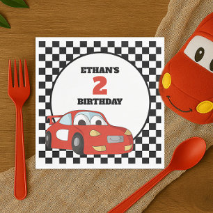Serviette En Papier Voiture de course rouge pour l'anniversaire des 2