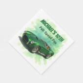 Serviette En Papier Voiture de course verte de fête d'anniversaire 10 (Coin)